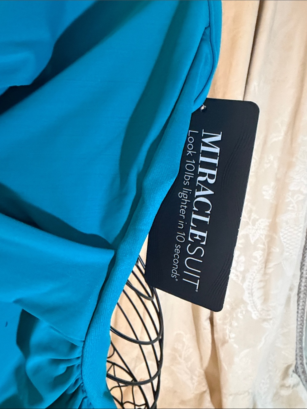 Miraclesuit Teal Blue Ruched Crossover Swim One-Piece. You will look 10lbs less - Picture 2 of 9